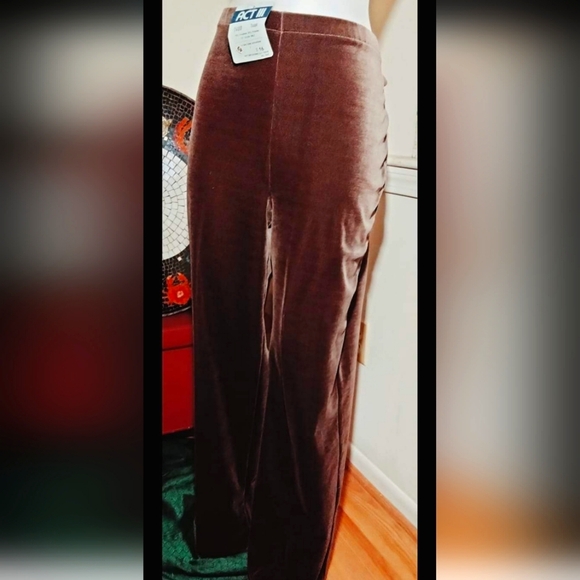 1970s dead stock ACT III 2 pc Velveteen long top & pants set. - Picture 6 of 12